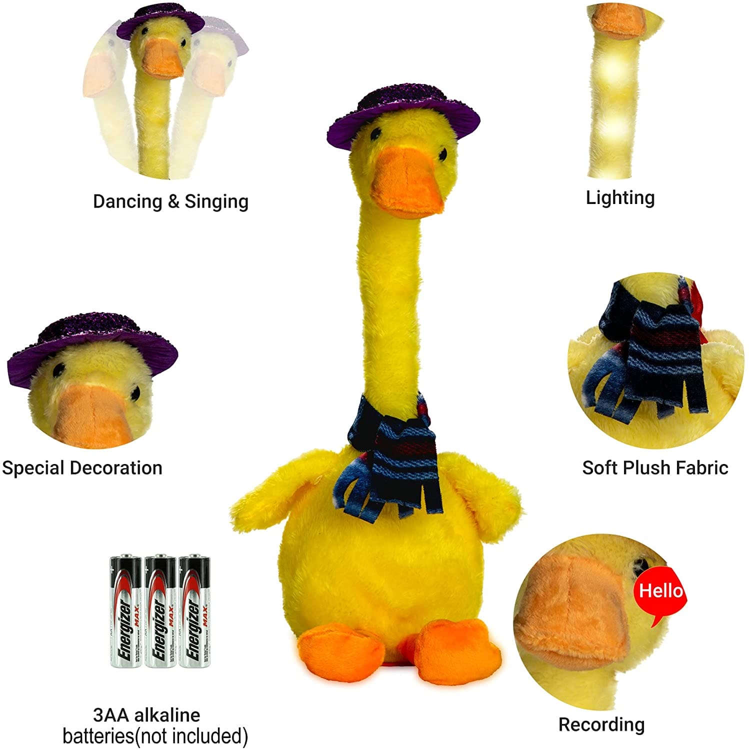 Lovely Talking Toy Dancing Duck, Electronic Dancing Ducks with Funny Clothes, Duck Plush Toy, Luminous Recording Learning to Speak Twisting Kid Toy, Speak Talk Sound Record Repeat Toy, Kids Education Toy Lovely Talking Toy Dancing Duck, Electronic Dancing Ducks with Funny Clothes, Duck Plush Toy, Luminous Recording Learning to Speak Twisting Kid Toy, Speak Talk Sound Record Repeat Toy, Kids Education Toy
